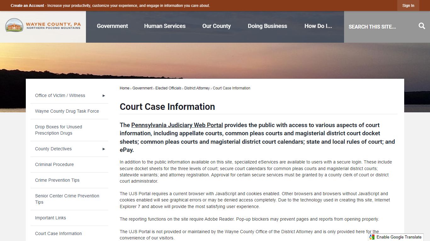 Court Case Information | Wayne County, PA